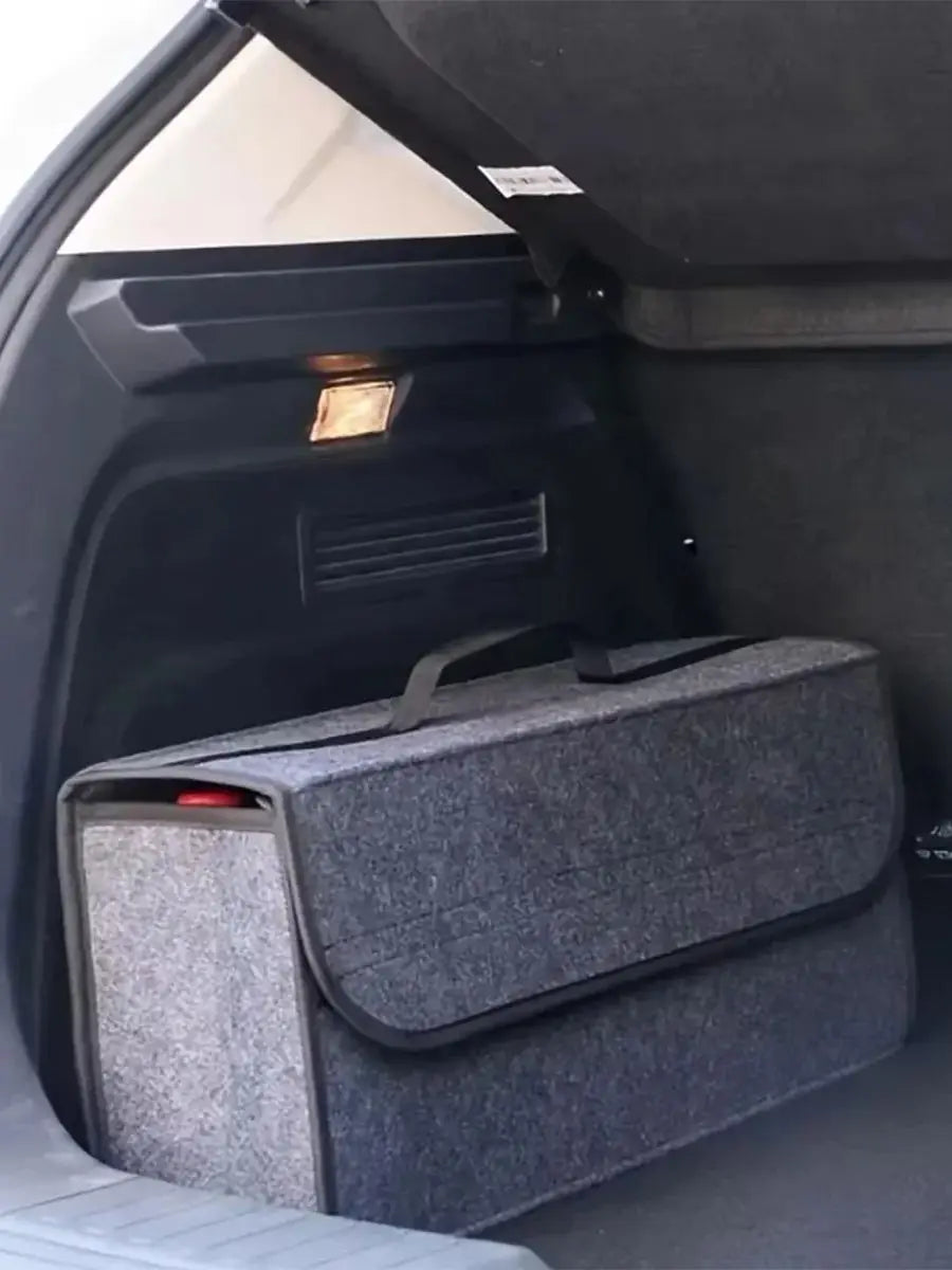 Dark Gray Felt Car Trunk Organizer Foldable Storage Box Bag - 7