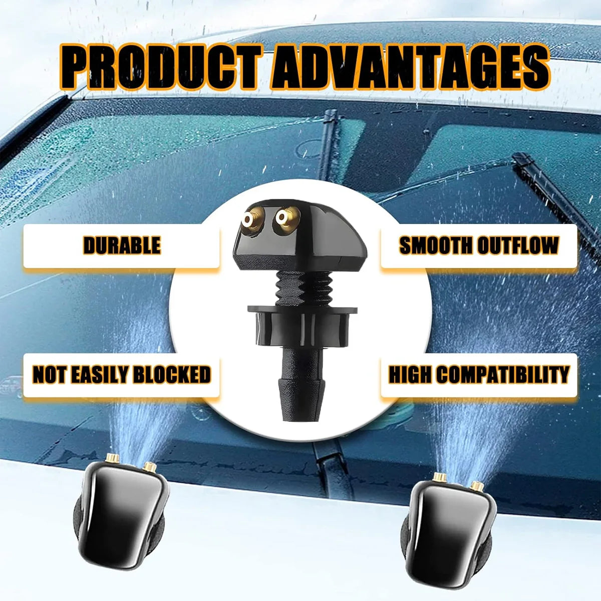 Universal Adjustable Dual-Hole Car Windshield Washer Nozzle Pair