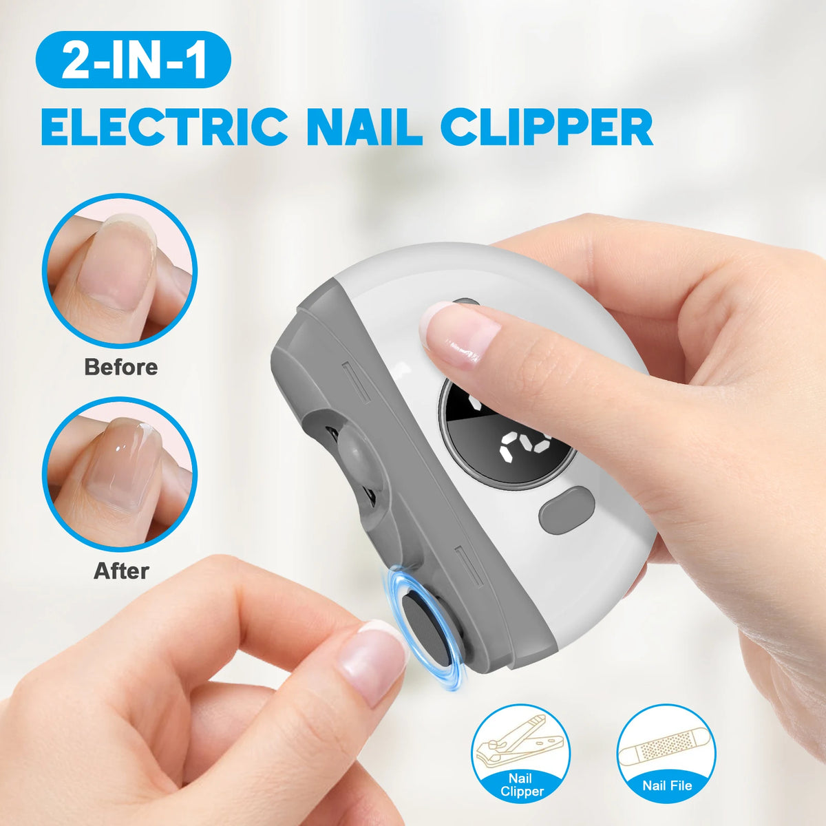 Automatic Rechargeable Electric Nail Clipper with LED Light