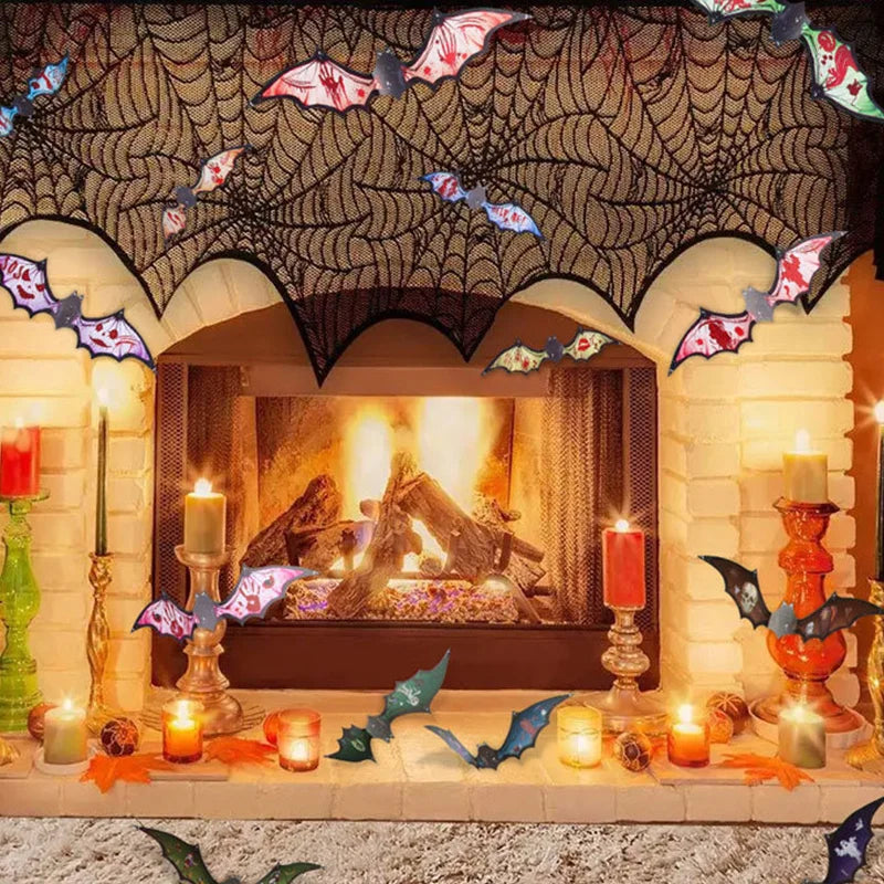 3D Luminous Halloween Bat Wall Decals for Spooky Party Decor - 3