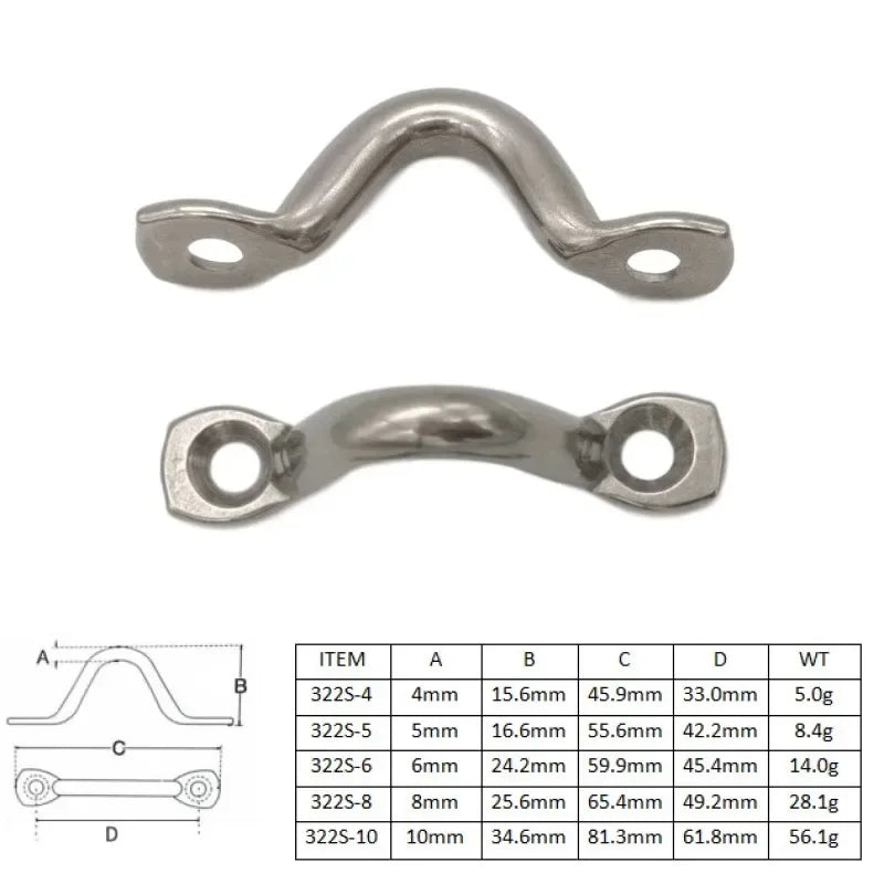 10 Pack Stainless Steel Pad Eye Strap Marine Hardware Boat Deck Loop - 2