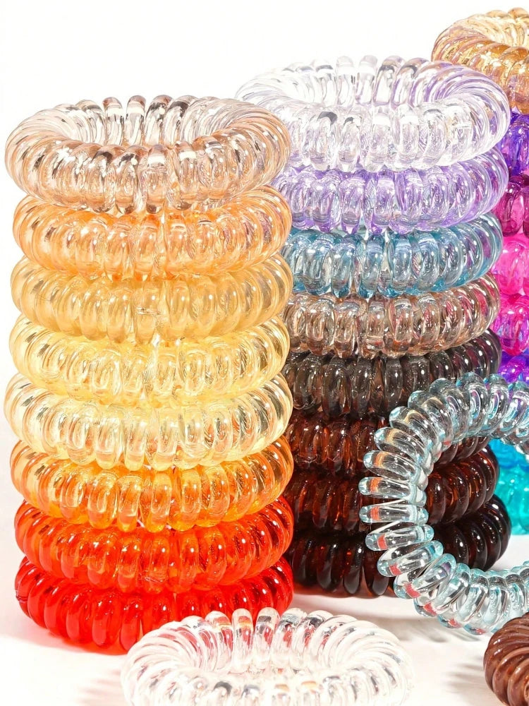 100PCS Telephone Wire Hair Ties Elastic Spiral Ponytail Holders - 5