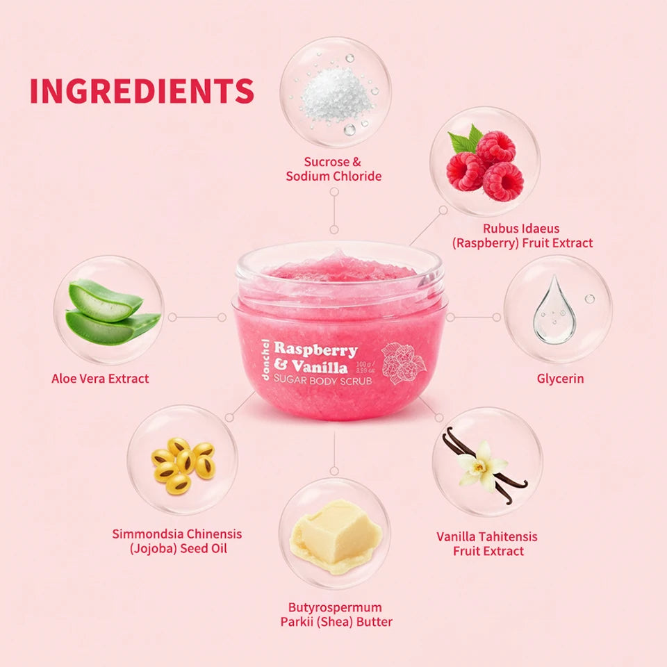 Raspberry Vanilla Sugar Body Scrub for Smooth Exfoliated Skin - 13