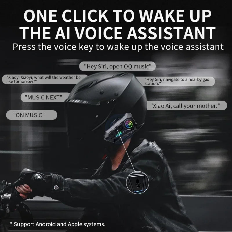Wireless Bluetooth Motorcycle Helmet Headset with Noise Reduction - 2