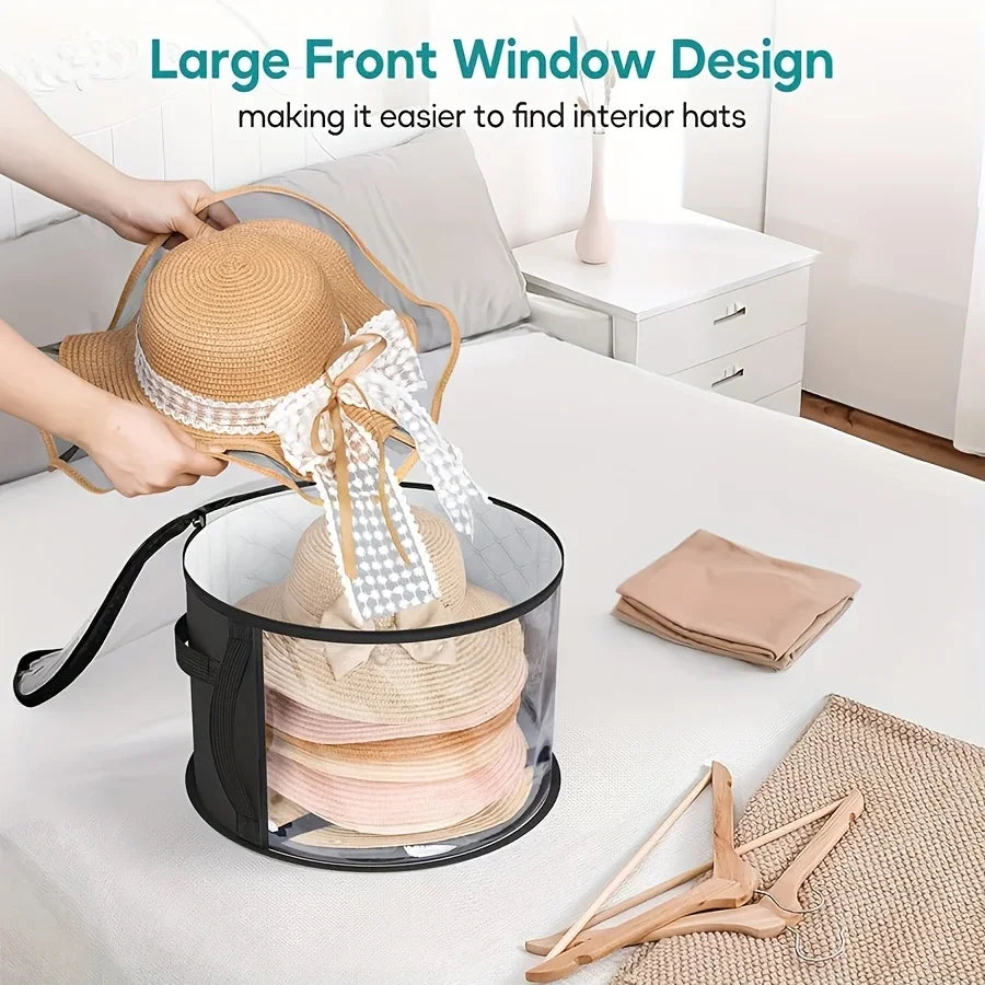 Extra-Large Foldable Hat Storage Box with Clear Viewing Window