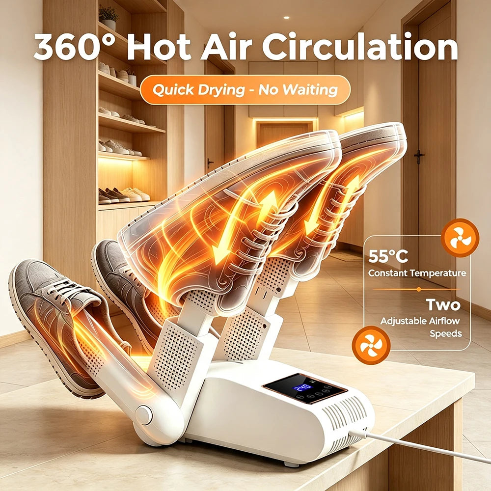 Foldable 4-Tube Shoe and Boot Dryer with UV Sterilization - 2