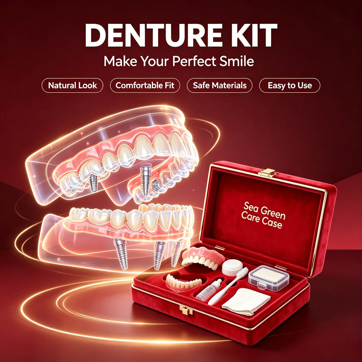 Full Mouth Soft Silicone Cosmetic Dentures Set