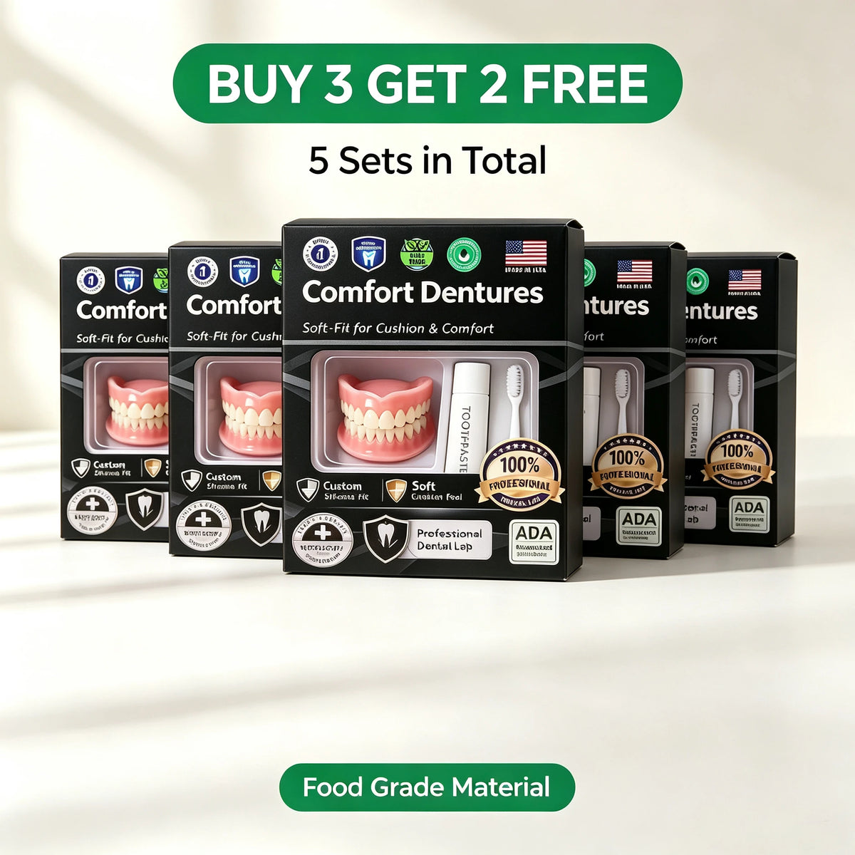 Moldable Silicone Instant Denture Set for Natural Smile