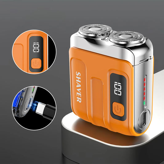 Portable Electric Rotary Shaver for Men with Digital Display