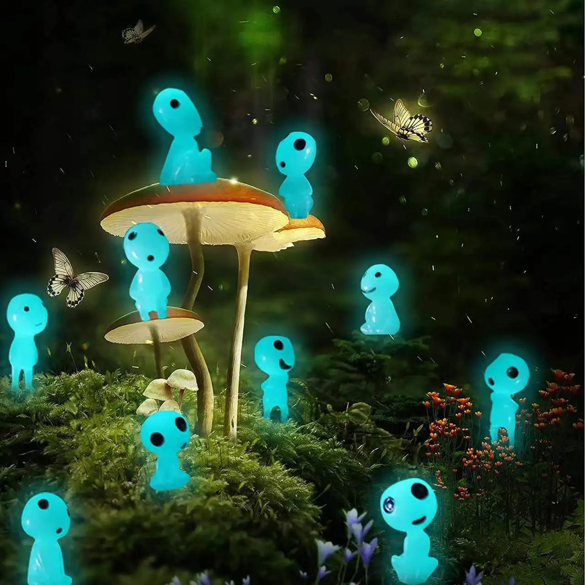 10pcs Luminous Tree Spirit Figurines Glowing Miniature Garden Statues