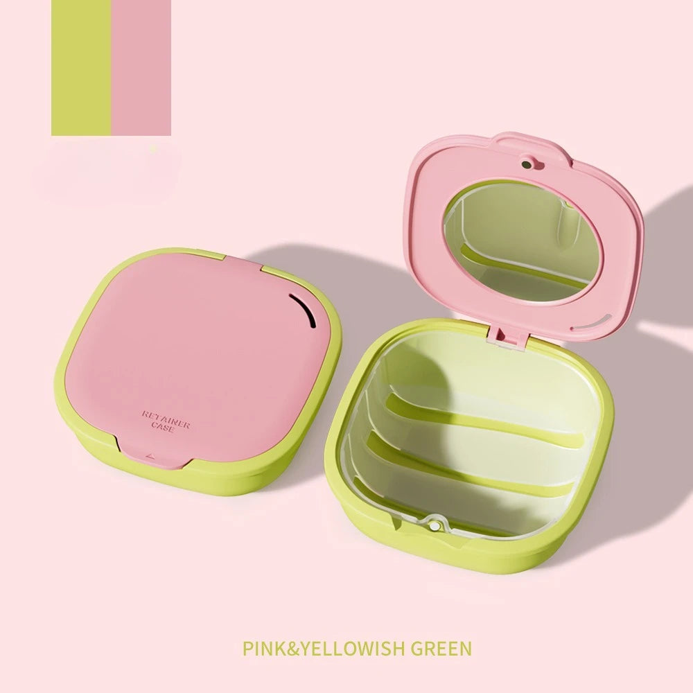 Portable Retainer Case with Mirror and Drain Basket