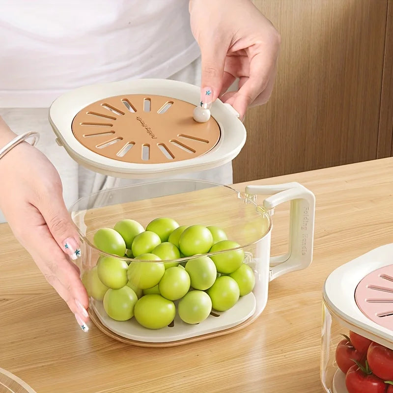 Multifunctional 2-in-1 Vegetable and Fruit Drain Basket with Lid