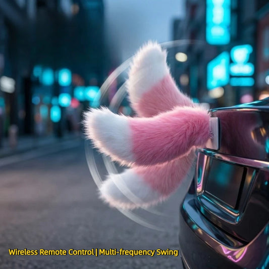 Electric Wagging Tail Car Ornament Remote Control Plush Auto Accessory