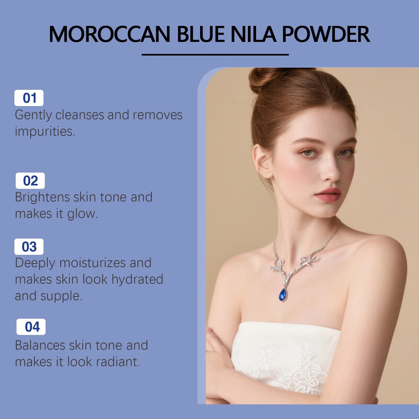Moroccan Blue Nila Face Mask Powder for Skin Brightening and Cleansing - 10