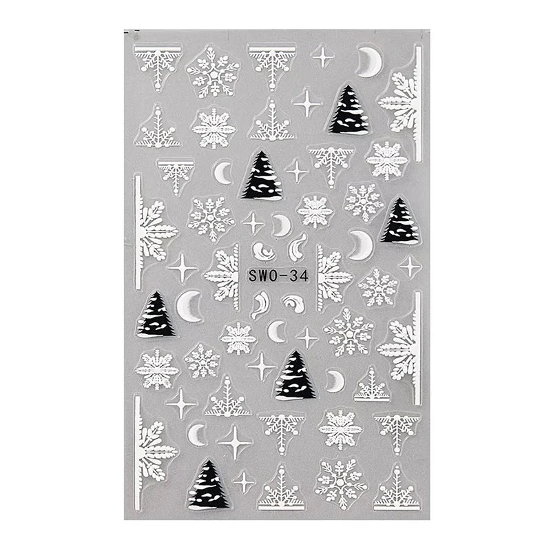 Christmas Cartoon Embossed Nail Art Stickers