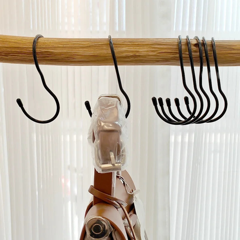 Stainless Steel S-Shaped Storage Hooks for Closet and Kitchen