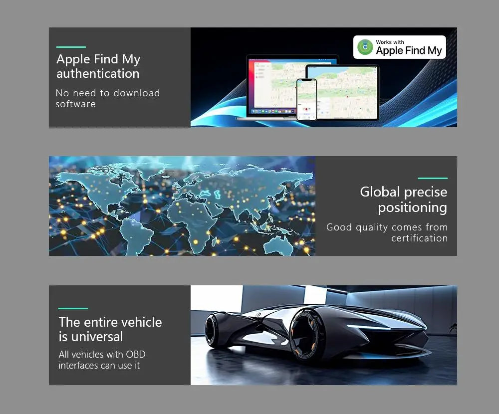 Plug-in Real-Time OBD Car GPS Tracker for Apple Find My