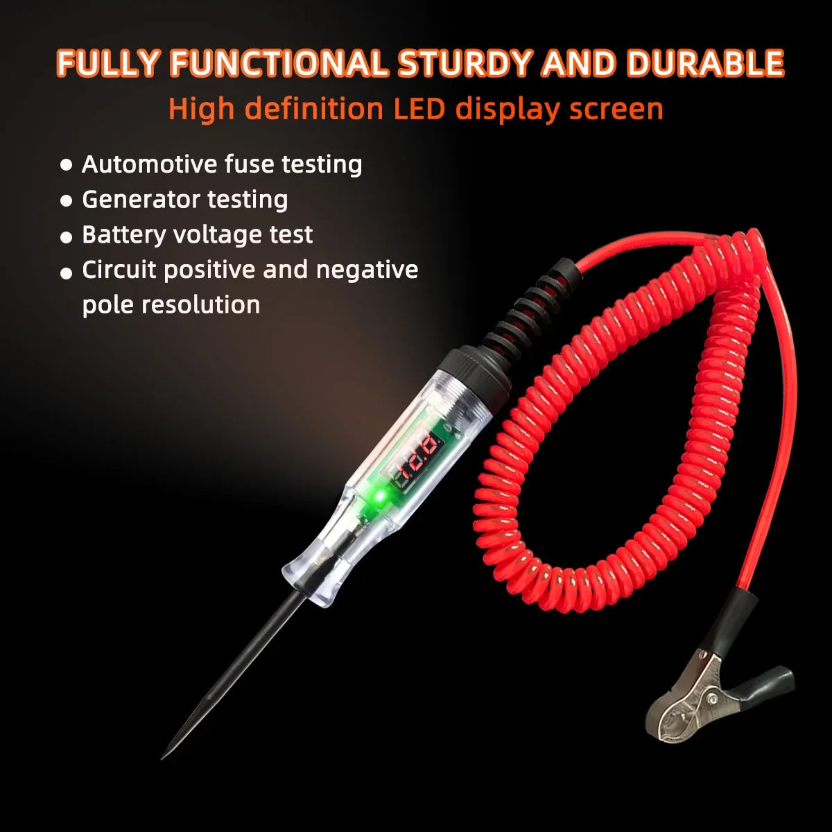 Digital Automotive Circuit Voltage Tester for Cars and Trucks