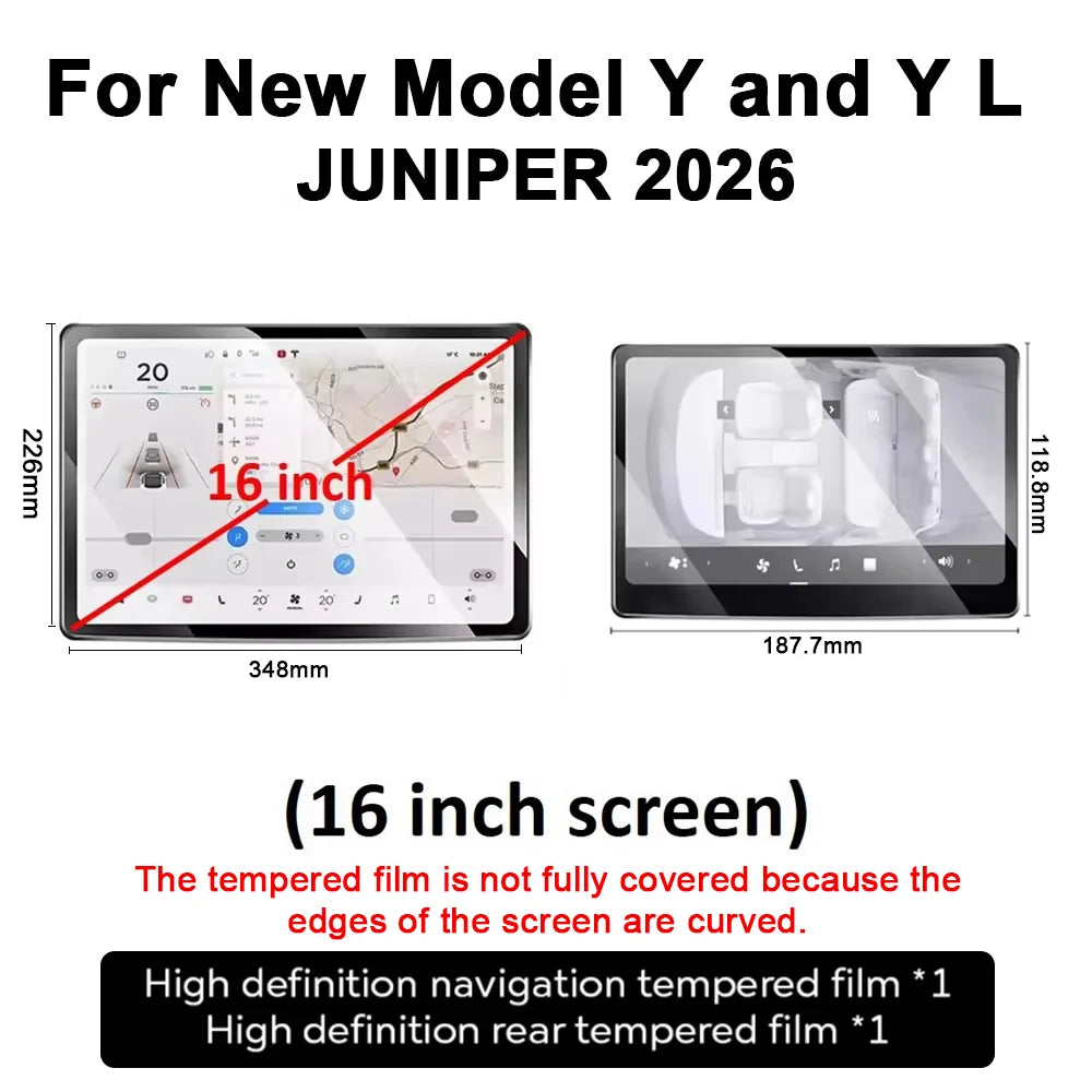 HD Tempered Glass Screen Protector for 2026 Tesla Model Y Juniper