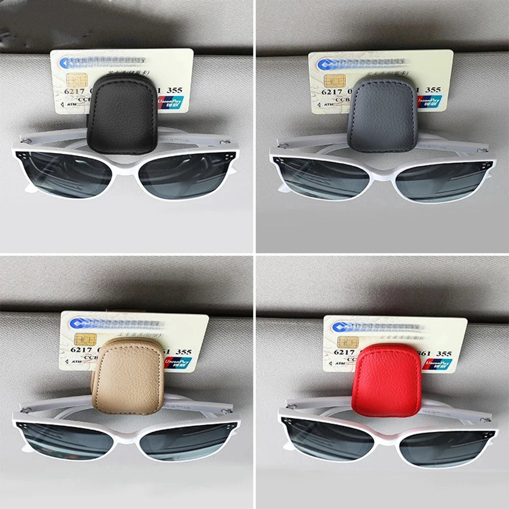 Magnetic Leather Car Visor Sunglasses and Ticket Holder - 5