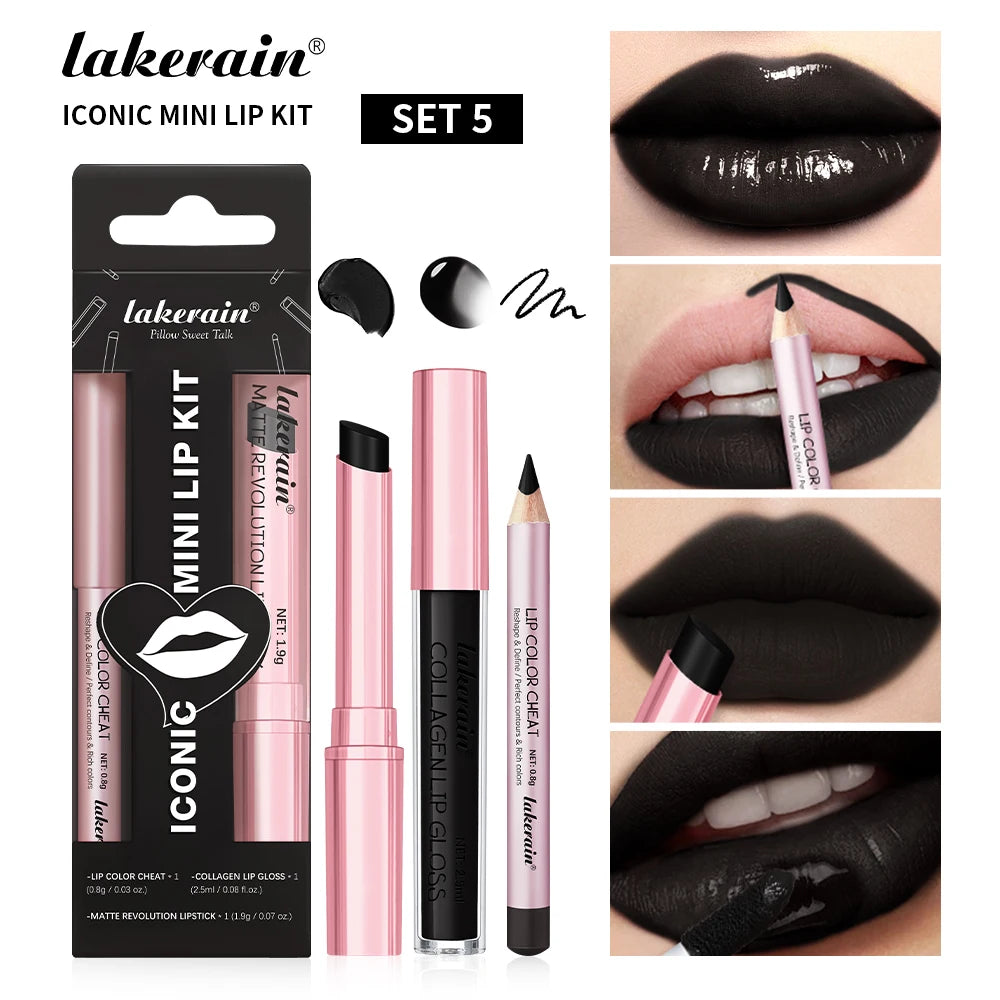 3-Piece Waterproof Matte Lipstick and Lip Liner Makeup Set - 23