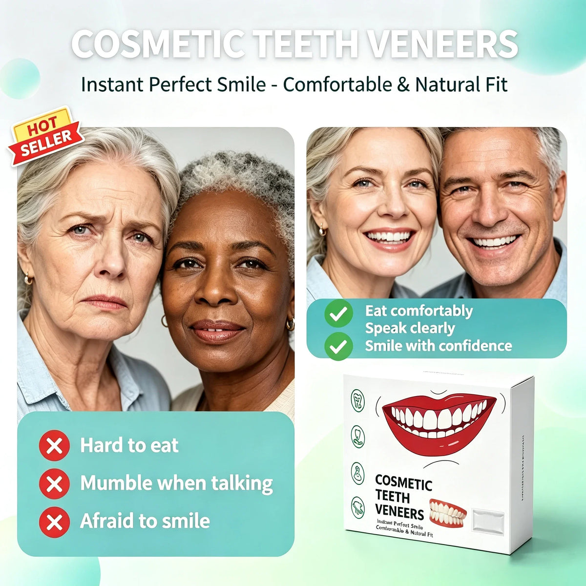 Comfortable Silicone Full Denture Set for Daily Oral Care
