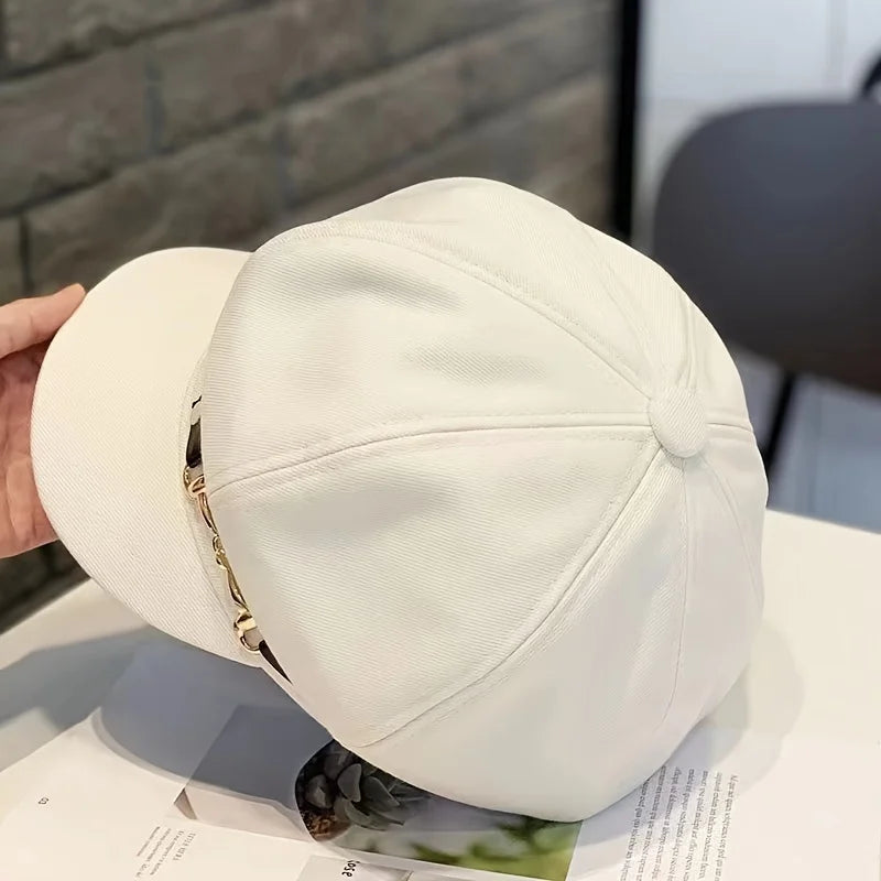 Women's Lightweight Newsboy Cap Adjustable Metal Buckle Hat - 3