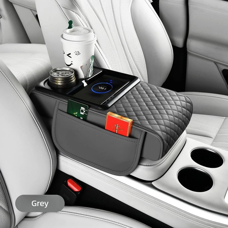 Wireless Charging Car Armrest Storage Box and Height Pad