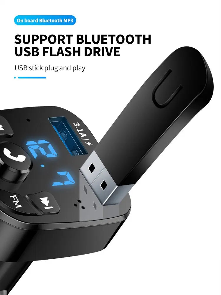 Bluetooth FM Transmitter and Dual USB Car Charger Kit - 9