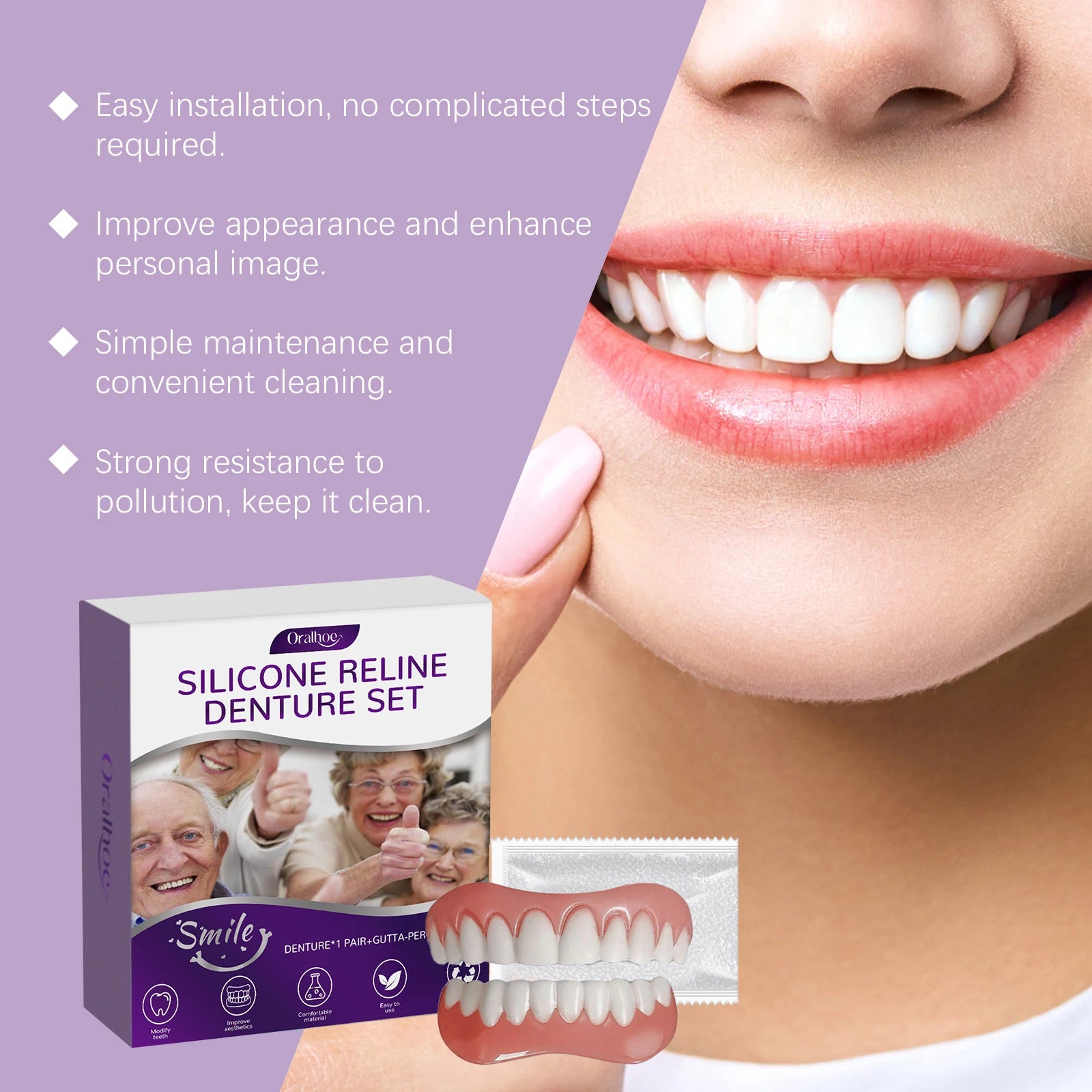Cosmetic Silicone Denture Set for Natural Smile - 11