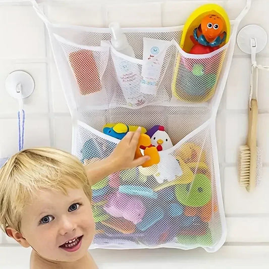 Double-Layer Mesh Bath Toy Organizer with Strong Suction Cups