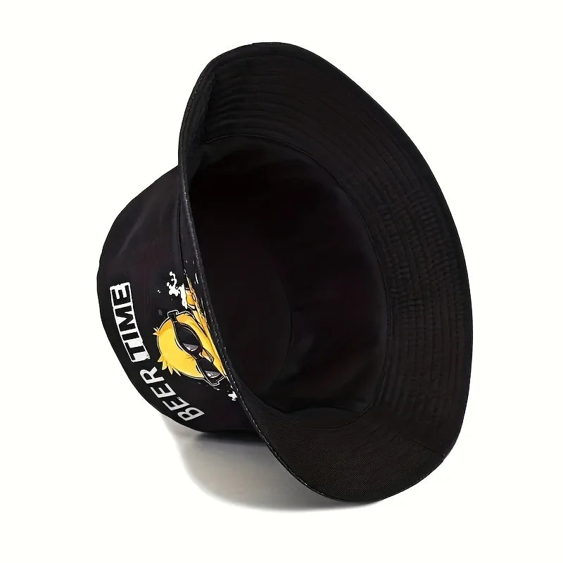 Reversible Duck Graphic Bucket Hat for Outdoor Casual Wear