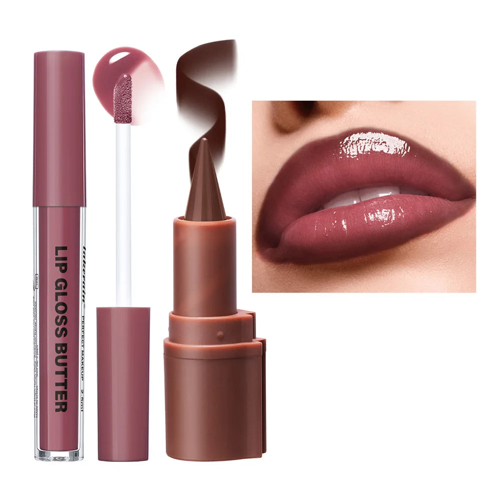 Hydrating Lip Liner and Lip Gloss Makeup Set