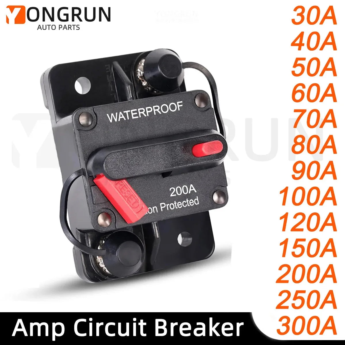 Waterproof Inline Circuit Breaker with Manual Reset for DC Systems