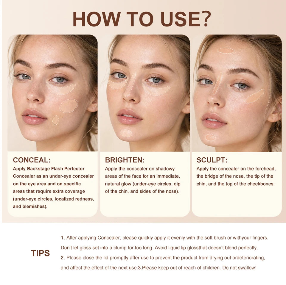 Full Coverage Waterproof Liquid Concealer for Face and Body