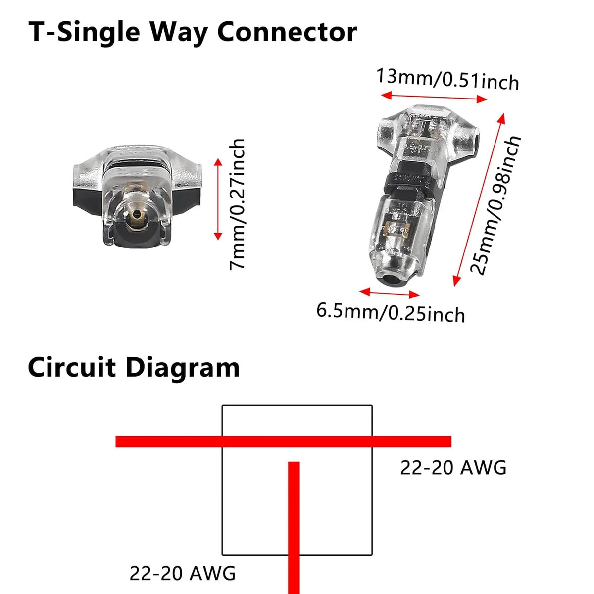 T1 2 Pin Wire Connector Snap On No Solder Quick Splice Terminal Block
