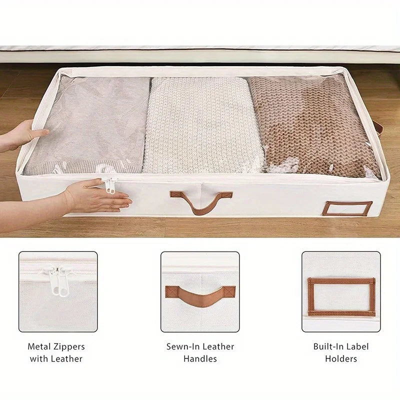 Foldable Underbed Storage Organizer for Blankets and Clothing - 5