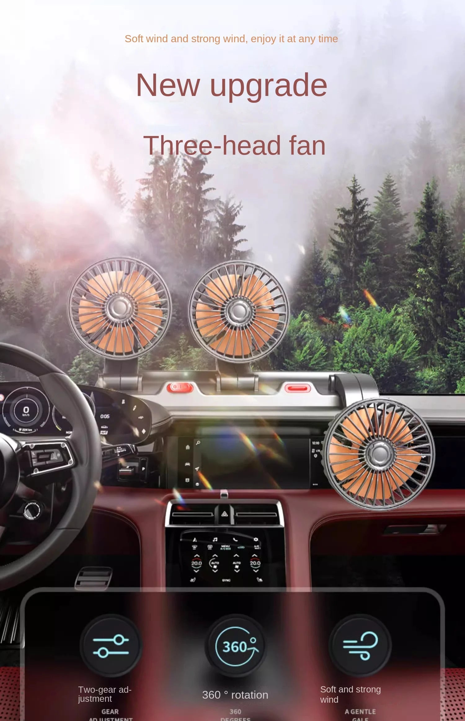 Dual-Head Adjustable Car Cooling Fan for Dashboard - 8