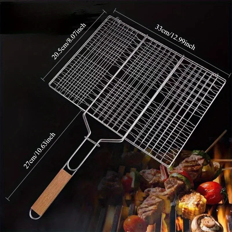 Non-Stick Barbecue Mesh Grilling Clip with Detachable Handle