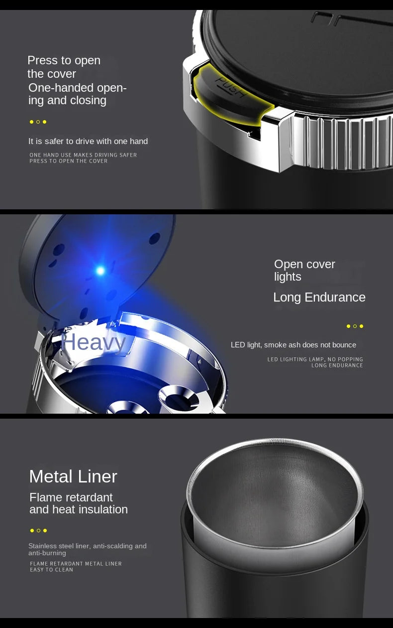 Portable LED Car Ashtray with Cup Holder Mount