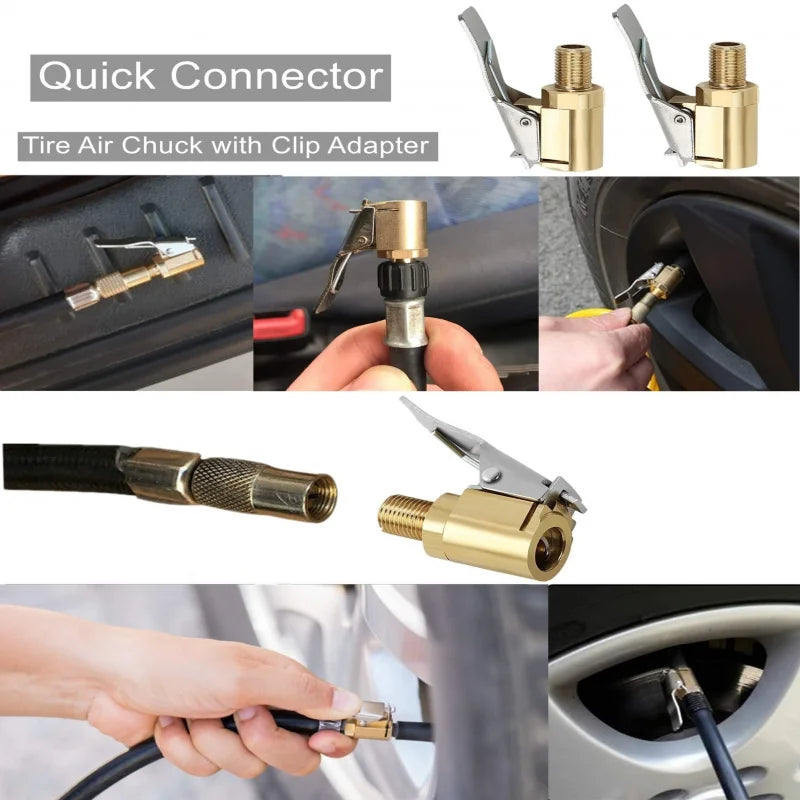 Brass Locking Tire Air Chuck Clip Adapter for Car and Bike - 4