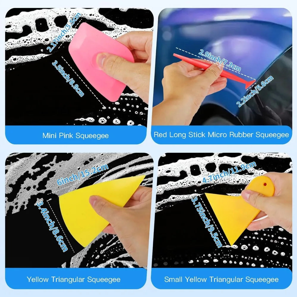 Felt Edge Squeegee Kit for Vinyl Wrapping and Window Tint
