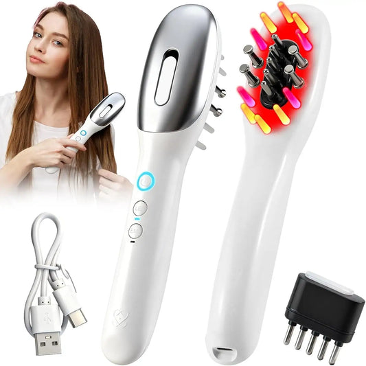 Electric EMS LED Scalp Massager and Hair Oil Applicator Comb
