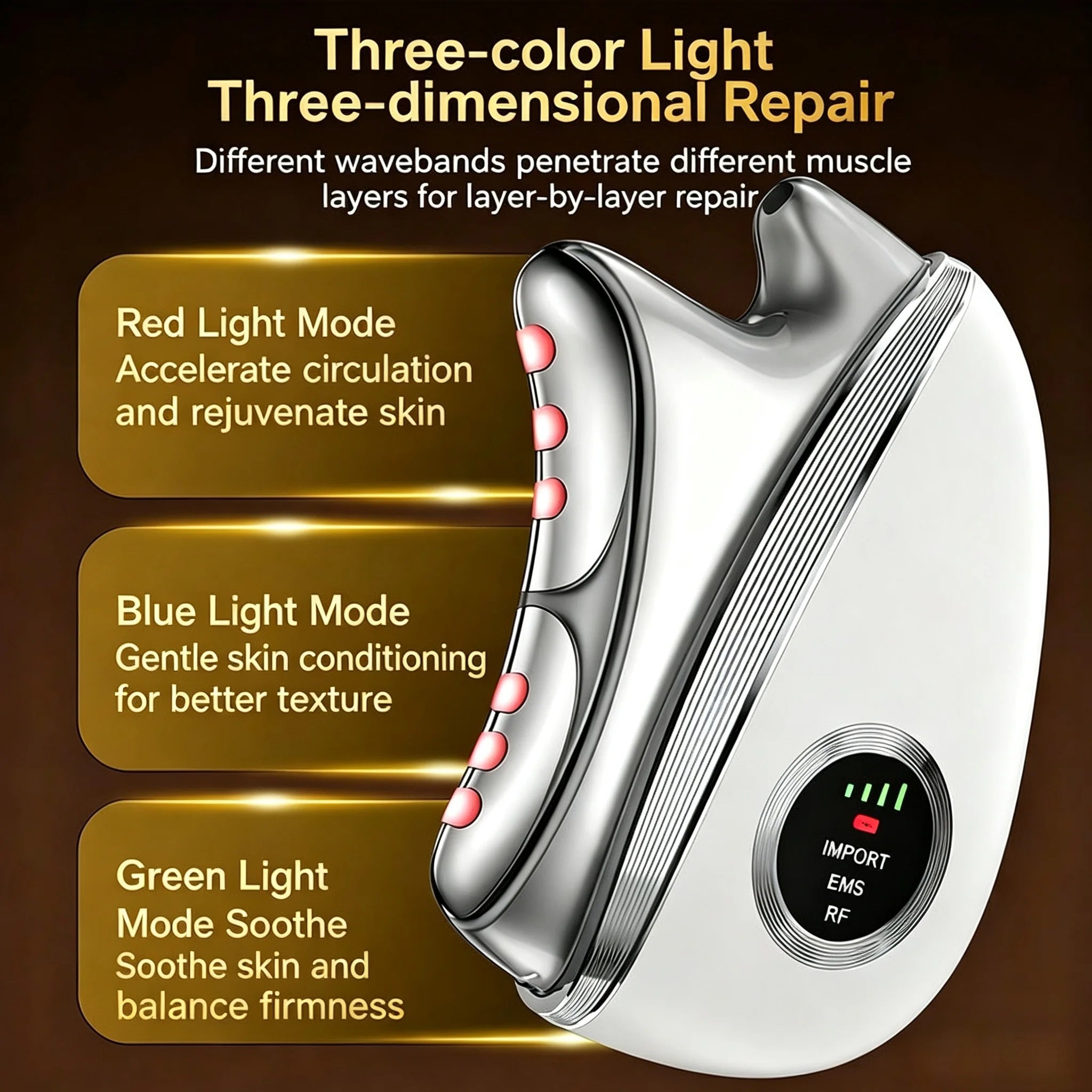 3-in-1 LED Facial Massager and Skin Contouring Wand - 12