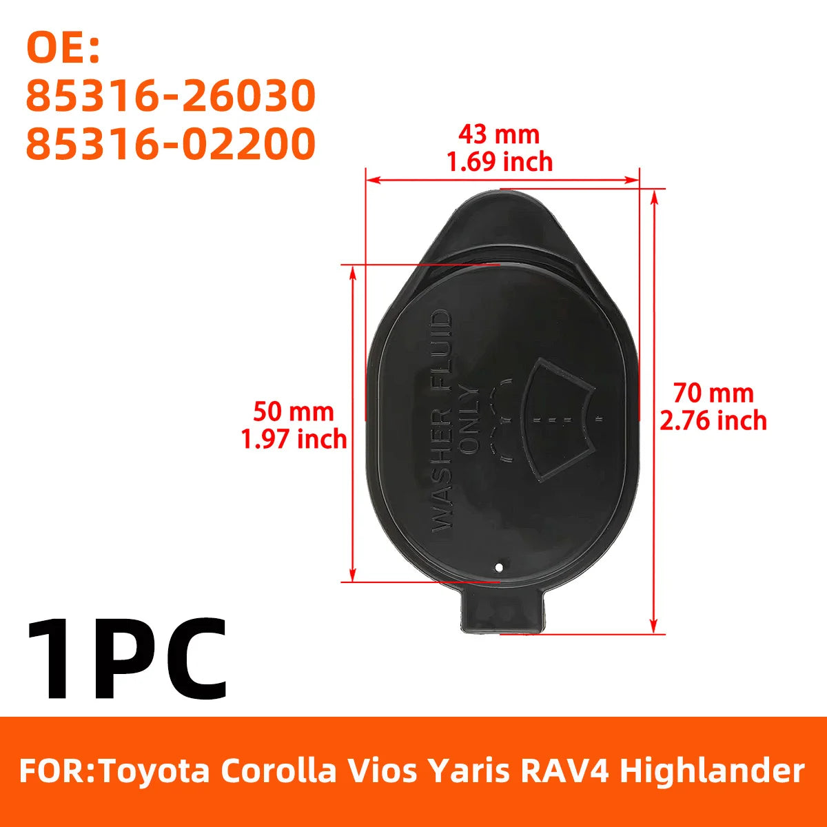 Replacement Windshield Washer Fluid Reservoir Tank Cap - 11