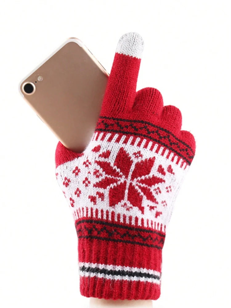 Touchscreen Snowflake Pattern Winter Gloves for Men and Women - 4