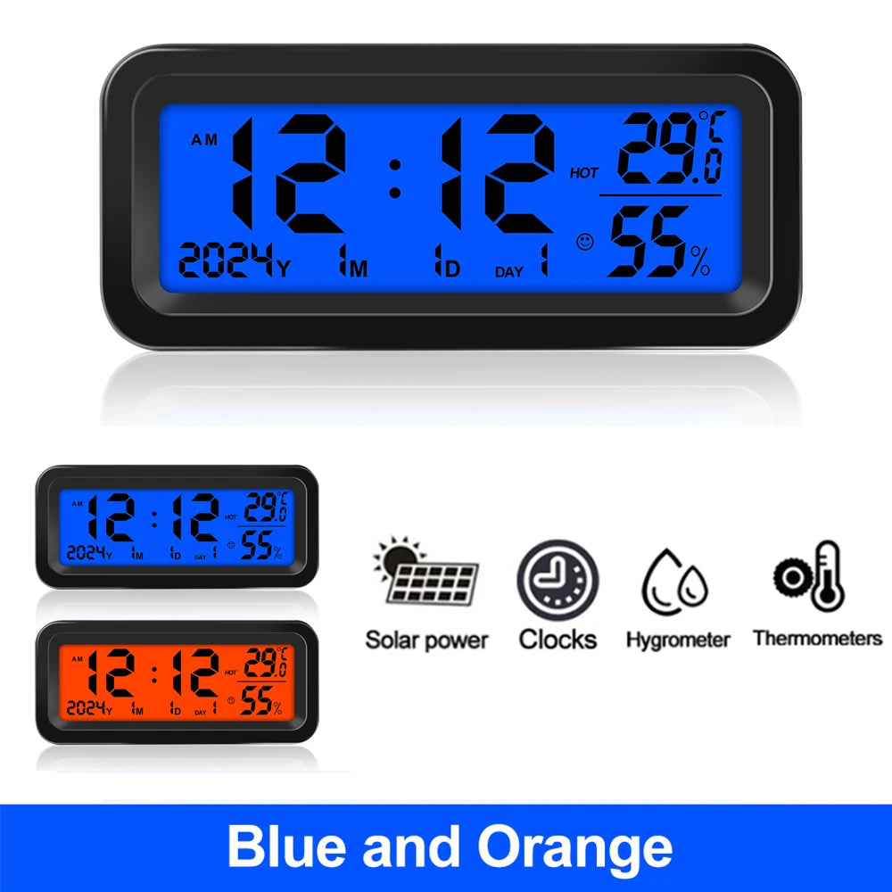 Solar Powered Digital Car Dashboard Clock with Temperature and Humidity - 20