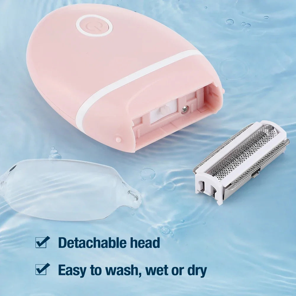 Compact 3-in-1 Electric Lady Shaver for Painless Body Hair Removal
