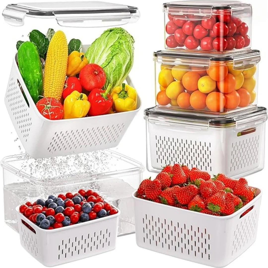 9-Piece Fruit and Vegetable Storage Container Set with Strainers - 2