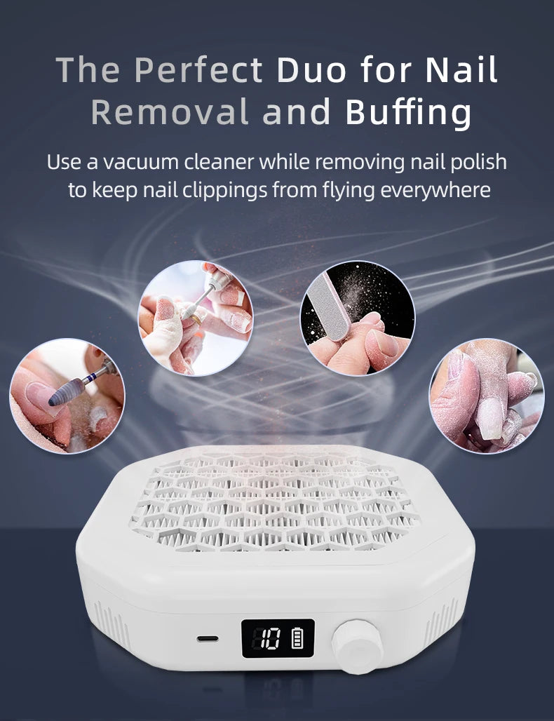 Cordless Rechargeable Nail Dust Collector with Powerful Suction - 9